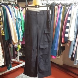 Black Pinstripe Cargo Pants